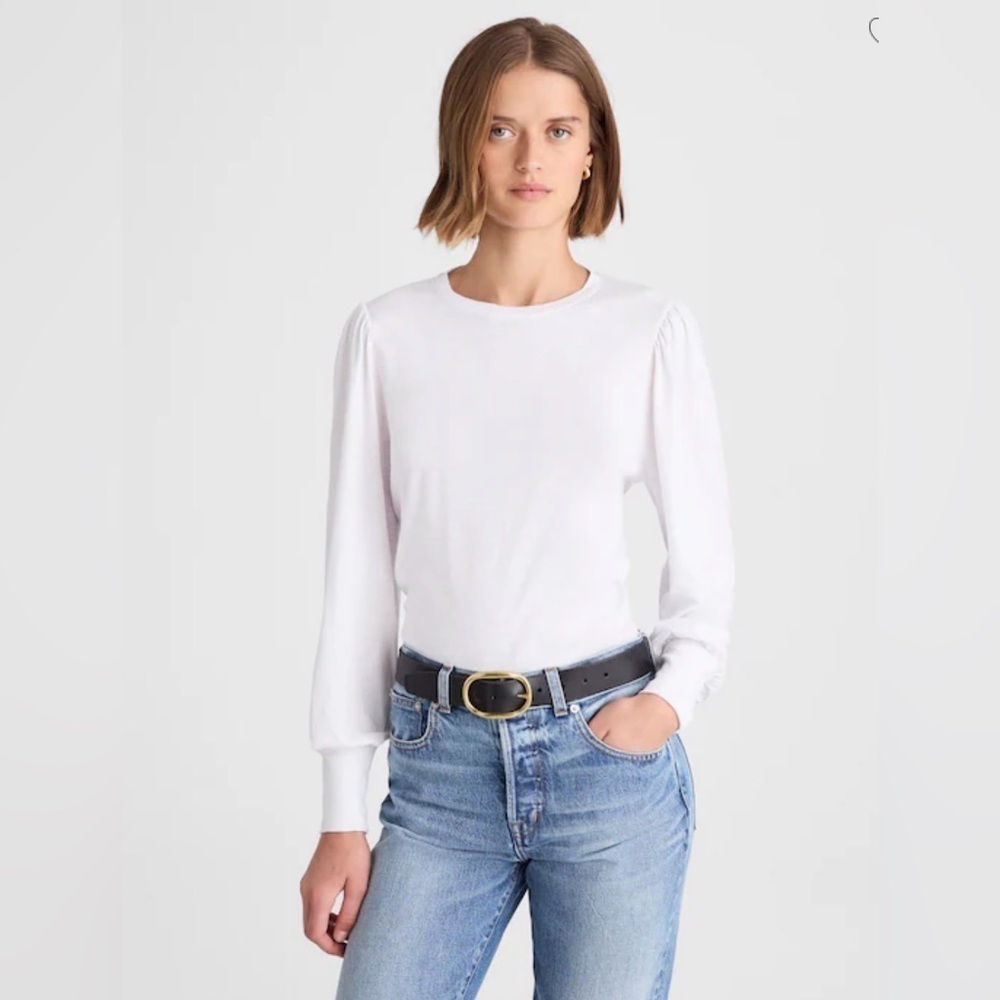 NWT Madewell Smocked Long-Sleeve Top in Soft Slub size Small